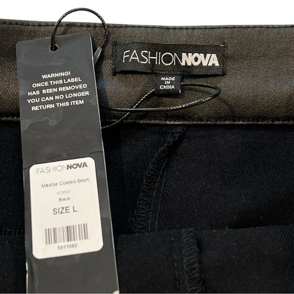 Fashion Nova Maddie Coated Mini Skort, Stretch, High Waisted, Black, Size Large - Picture 8 of 13
